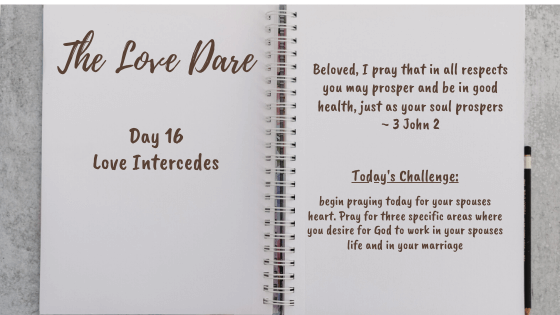 day 16 of the love dare - love intercedes