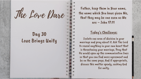 Unity – Day 30 of the Love Dare