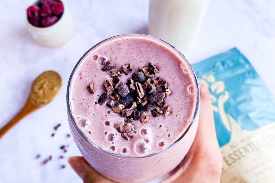 breakfast smoothie with berries and banana