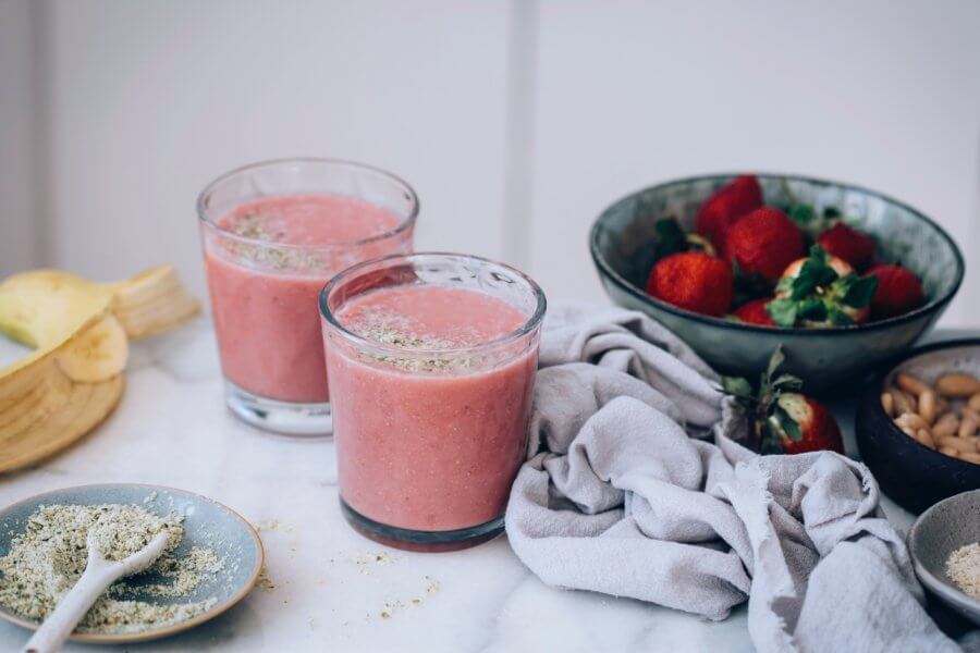 breakfast smoothie with strawberry and banana
