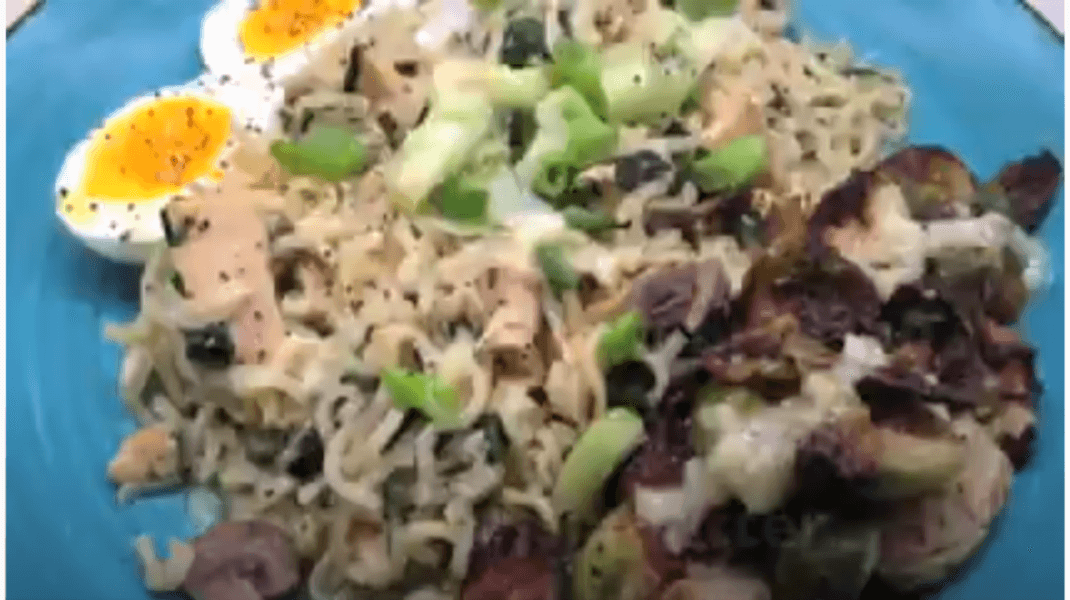 30 minute meals Chicken ramen with roasted tahini brussels sprouts