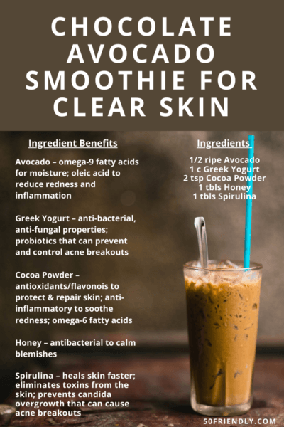 chocolate avocado smoothie for clear skin