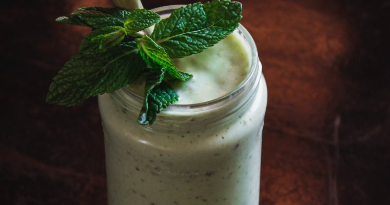 Oranges and Mango Minty Green Healthy Breakfast Smoothie