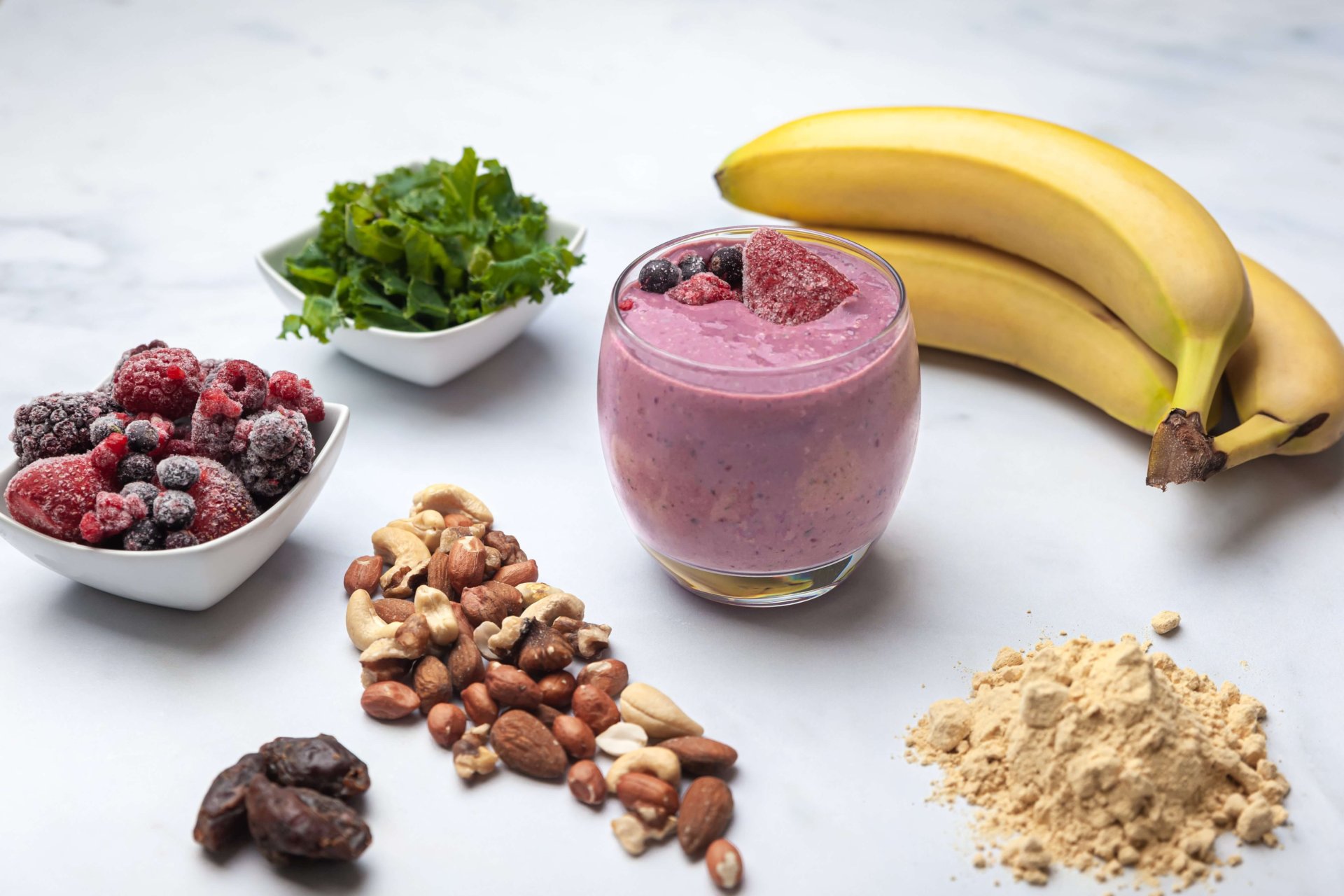 energy smoothie with raspberries and almond milk