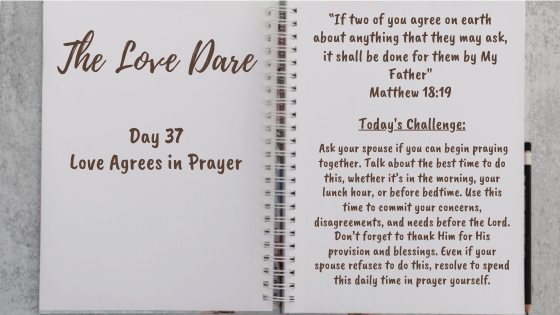 Love Agrees in Prayer  – Day 37 of The Love Dare