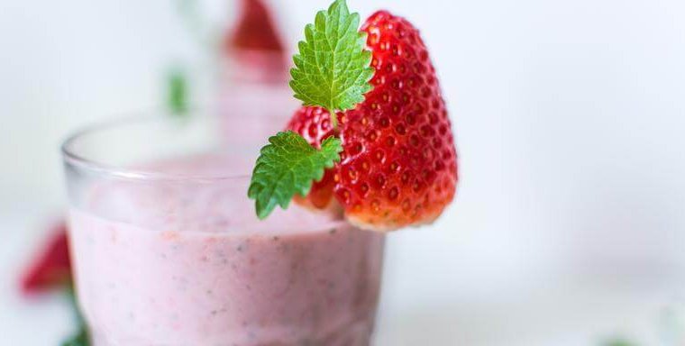 Strawberry Banana Smoothie Spiked with Vodka