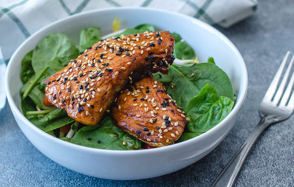 baked salmon and spinach