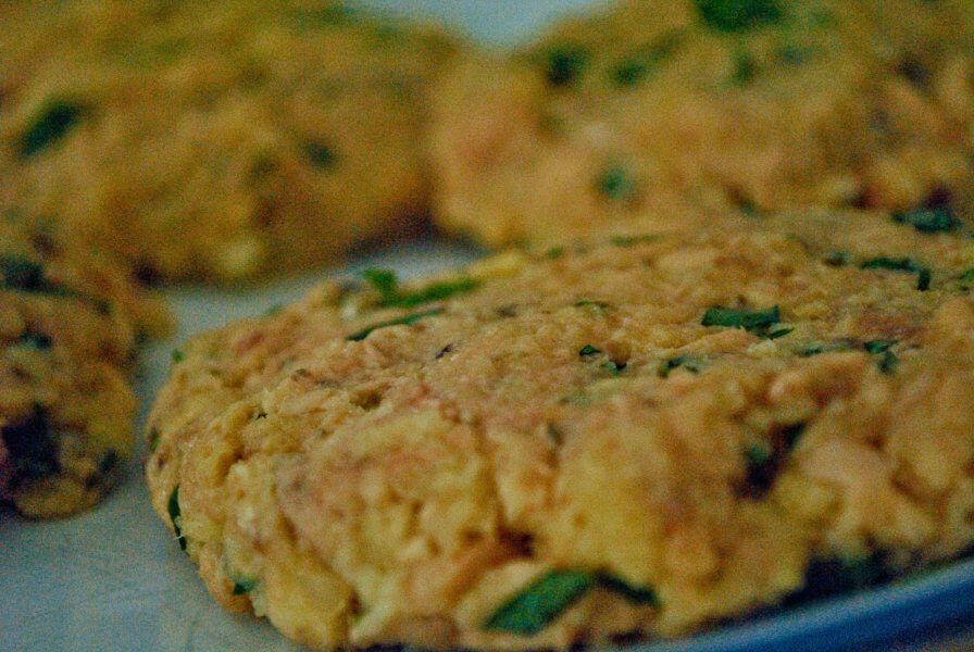 Pink Salmon Cakes and Portobello Mushrooms - 50 Friendly
