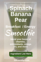 spinach banana pear breakfast energy smoothie