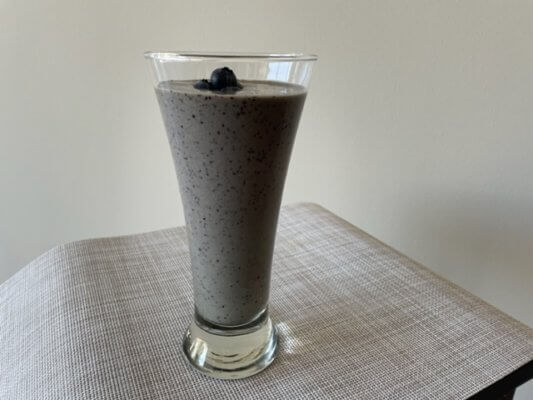 post workout blueberry smoothie with a bite