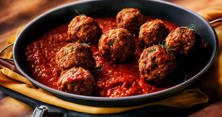 Spaghetti Squash Noodles Topped with Sauce and Meatballs