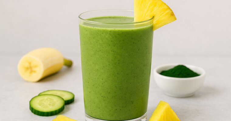 Creamy Pineapple Cucumber Energy Smoothie with Powerhouse Greens