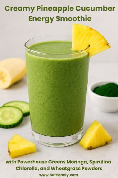 creamy pineapple cucumber energy smoothie with powerhouse greens