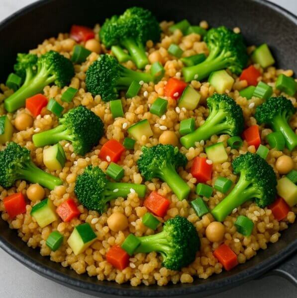 low-cal low carb chickpea rice stir-fry