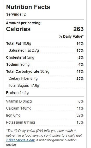 ultimate daily green boost smoothie nutrional facts
